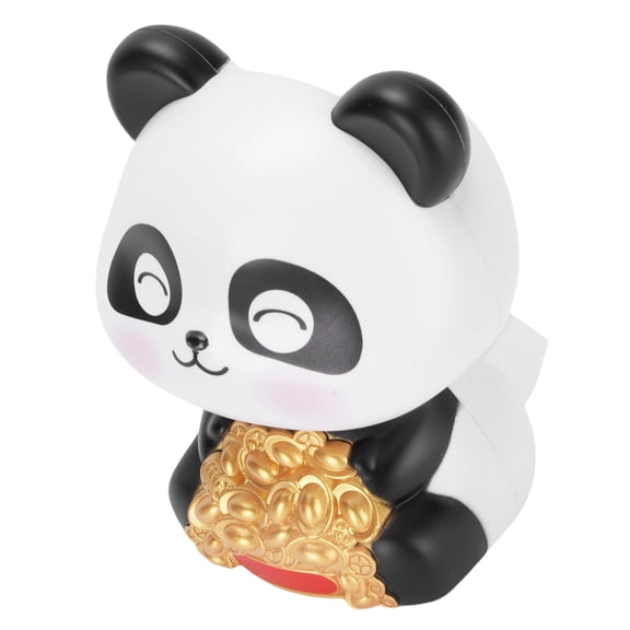 Riousery Solar Powered Panda Figurine Auto Nodding Car Dashboard Decoration Fortune Panda Ornament for Kids and Home Squint Eyes Pattern (4.33 inches / 11 cm)