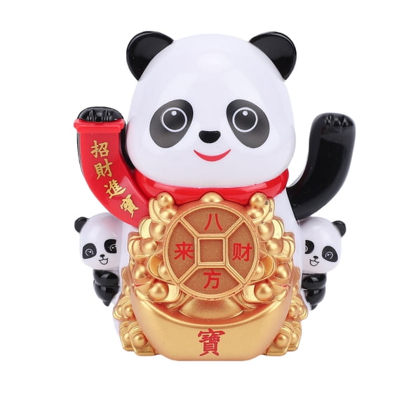 Riousery Solar Powered Panda Figurine Automatic Waving Arm Ornament Decor, 4.33 inches / 11 cm