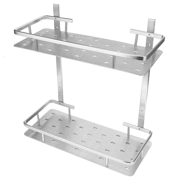 Riousery Space Aluminum Bathroom Shelf RustProof Shower Rack Kitchen Storage Basket Organizer for Home, 14.57 inches / 37 cm, Silver