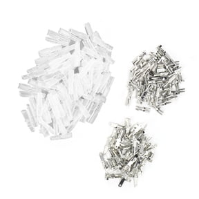 Riousery Spade Crimp Terminals Female Male 50Pcs/Each with 100Pcs Insulating Sleeves 2.8mm (0.11 inches) Silver, Quick Splice Wire Connectors for Car and Motorcycle, 200 Pieces Total