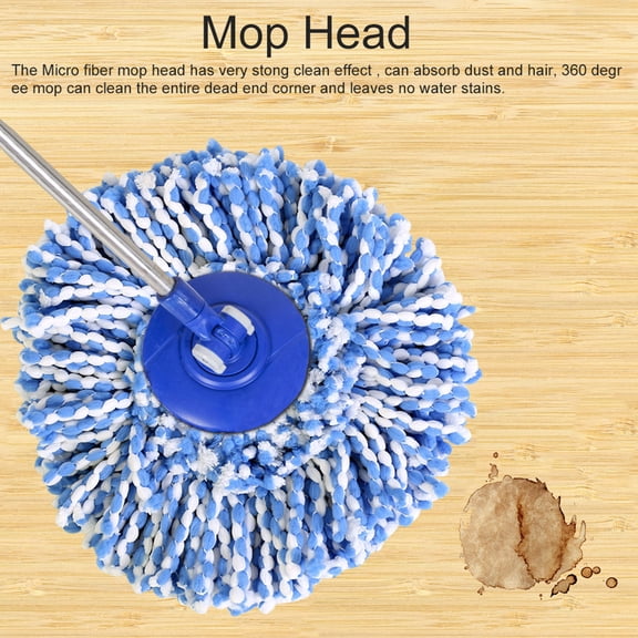 Riousery Spinning Mops Head Microfiber Refill Magic Rotating 360 Degree Mop For Hardwood Floor Cleaning, High Water Absorption Replacement Head, Blue and White