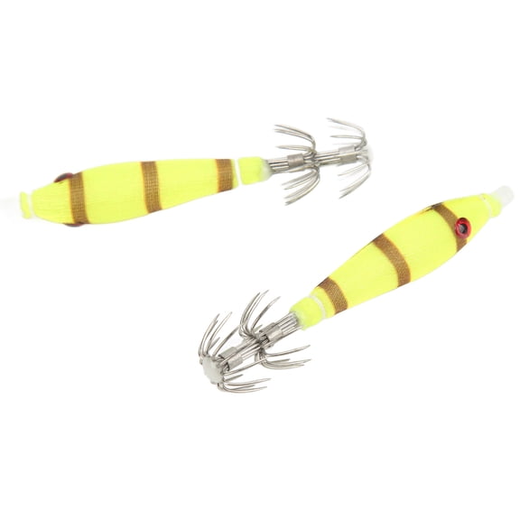 Riousery Squid Hook Intensive Luminous Stainless Steel Cuttlefish Jig Polishing Double Row Fishing Bait Yellow for Saltwater 3.15 inches / 8.00 cm Length Reliable Catch Rate