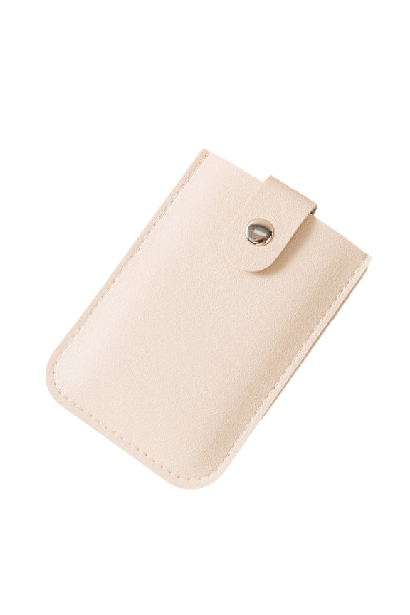 Stackable Pull-Out Card Holder Multi-Card Slots Credit Card Wallet PU Leather Pocket Business Card Holder with Snap Buttons, Cream White (11.00 x 8.00 x 1.00 inches / 27.9 x 20.3 x 2.5 cm)