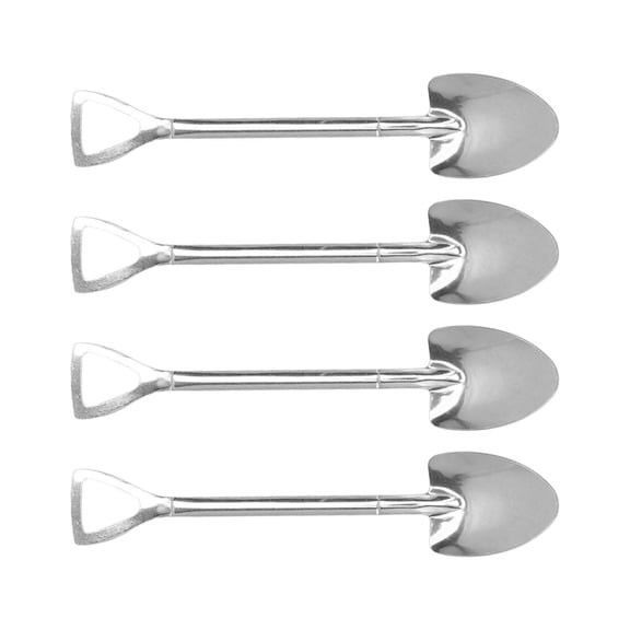 Riousery Stainless Steel Cute Shovel Spoon Innovative Food Grade Reusable Sugar Dessert Cake Watermelon Spoons for Home Cafe, 6.1 Inches / 15.5 cm (4 Count)