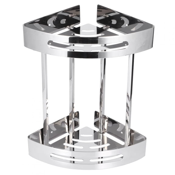 Riousery Stainless Steel Double-Layer Triangular Corner Shower Storage Shelf Bathroom Organizer Rack (11.4 in / 29 cm)