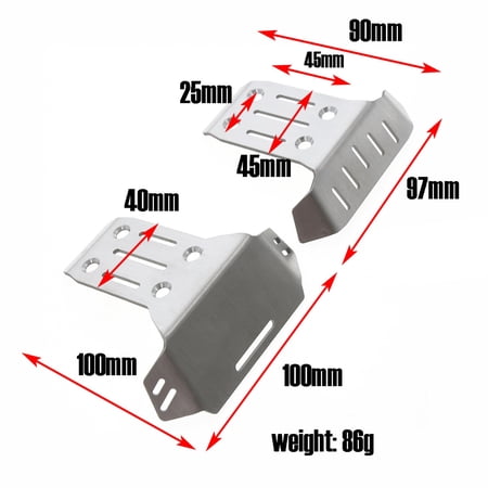 Riousery Stainless Steel Front and Rear Chassis Armor Protector Replacement for Traxxas Sledge 1/8 Scale RC Remote Control Car Upgrades Parts, Silver (5.9 x 3.1 in / 15 x 8 cm)