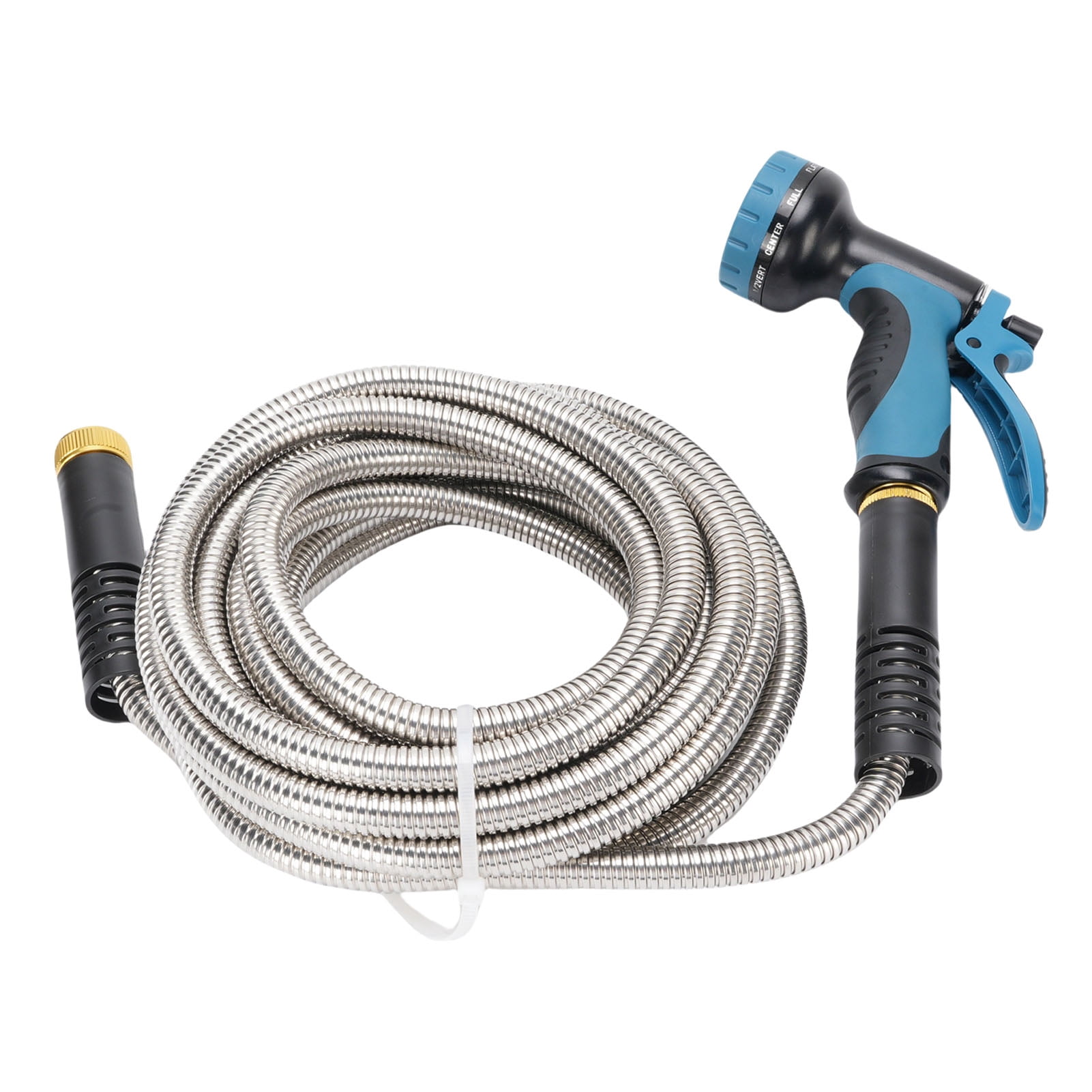 Riousery Stainless Steel Garden Hose with Sprayer 24.6 ft / 7.5 m Flexible Tangle-Proof Portable Water Hose for Car Wash and House Cleaning