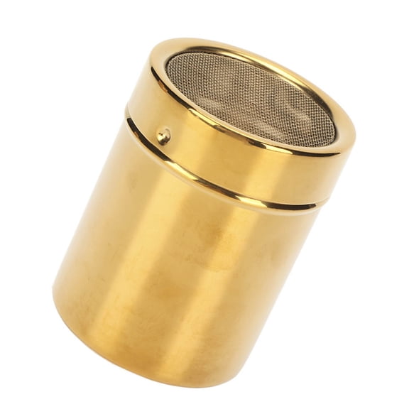 Riousery Stainless Steel Powder Shaker, Rust Resistance Gold Fine Mesh Powder Sugar Shaker Dispenser for Kitchen Cooking Baking, 2.8 x 3.5 inches / 7 x 9 cm, 5.2 oz / 147 g Capacity