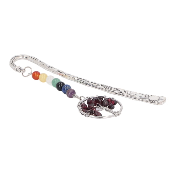 Riousery Stone Tree Bookmark Decorative Exquisite Healing 7 Chakra Metal Bookmark for Teacher Students Women Garnet (5.12 inches / 13 cm)