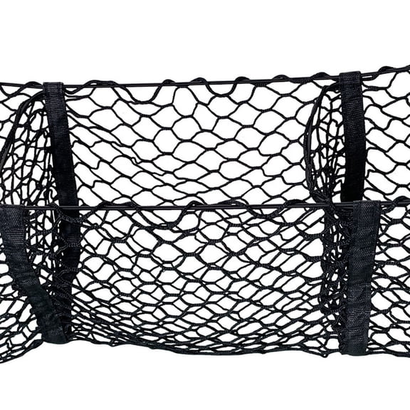 Riousery Storage Net Pocket Car Trunk Bag Rear Cargo Net Organizer High Elastic Mesh 35x12in / 88.9x30.4cm 3-Basket Grid Design for Car Truck Pickup SUV Black Matte Finish Easy Installation