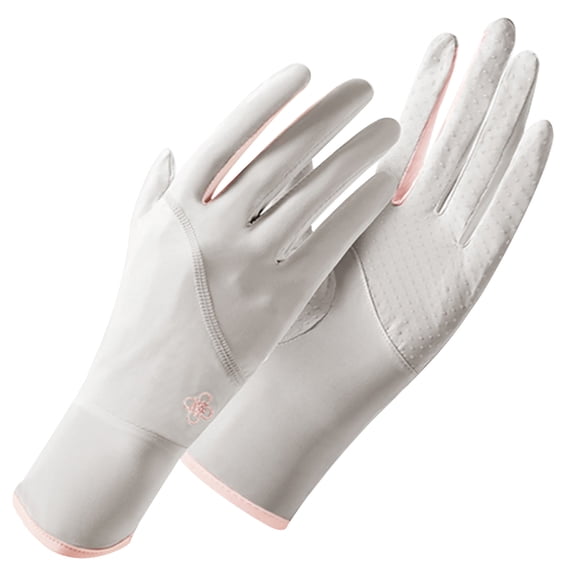 Riousery Sun Protective Gloves Ice Silk Cool Breathable Prevent Slip Summer UV Protection Gloves for Cycling Riding Driving, 10.6 inches / 27 cm, Gray Color