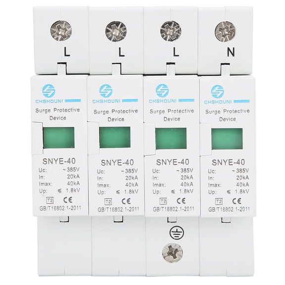 Riousery Surge Protective Device 4P Anti-Thunder Secondary Surge Arrester 385VAC 40KA for Automation Control (3.6 inches / 9.1 cm)