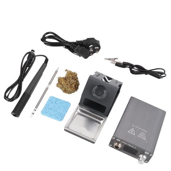Riousery T12-D+ 75W Constant Temperature Soldering Iron Station with Adjustable 150-450C and LCD Display, Precision Electronic Mobile Phone Repair Fly Line Welding Tool Kit (7.87 in / 20 cm)
