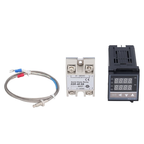 Riousery Temperature Controller PID Solid State Relay Temp Sensing Thermocouple Digital Thermostat 3-Piece Kit (0-400 / 32-752)