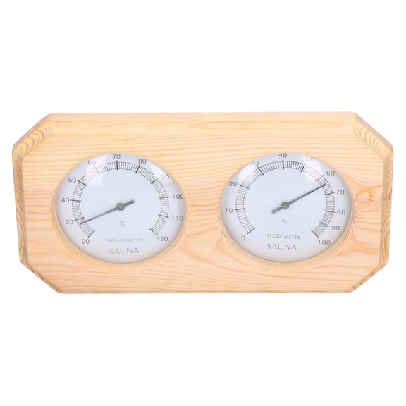Riousery Thermohygrometer Pointer Dial Accurate Temperature Humidity Detection Wood Accessory Gym Sauna Home 10.1 in / 25.7 cm