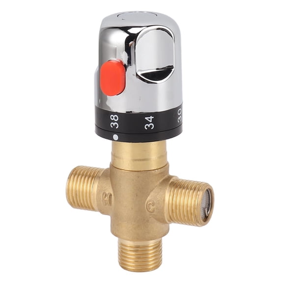 Riousery Thermostatic Mixing Valve Solid Brass Shower Hot Cold Water Temp Control Faucet Anti-Scald Bathroom Supply (4.5in/11.4cm) Constant Temperature Mixer
