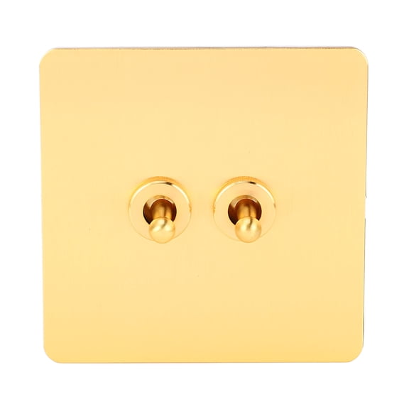 Riousery Toggle Switch Imitation Gold Stainless Steel Panel Dual Control Wall Switch AC250V (3.39 inches / 8.6 cm)