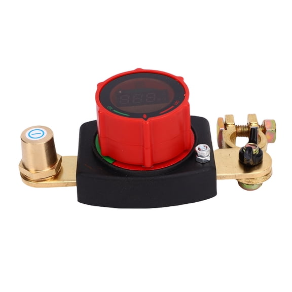 Riousery Top Post Battery Disconnect Switch with Voltmeter, Master Isolator Power Cut Shut Off Rotatable Control for Marine Boat, RV, Car, Truck, and Trailer, 12V-60V Compatible