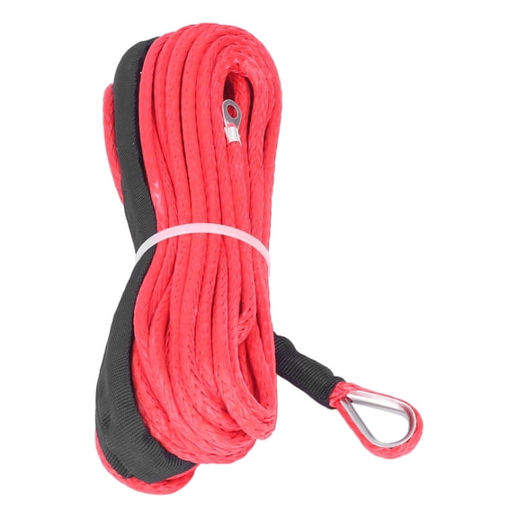 Riousery Trailer Winch Rope 1/4 inch x 50 ft Synthetic Fibre Recovery Cable for SUV Truck ATV UTV Jeep - Red