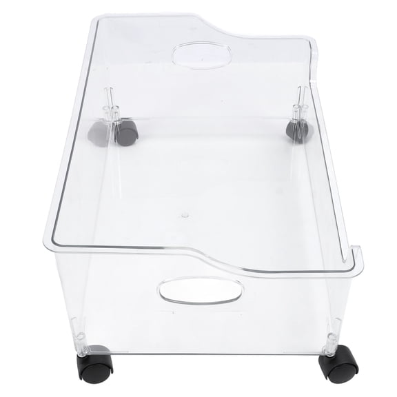 Riousery Transparent Large Open Front Storage Bin with Wheels Removable Portable Under Bed Container for Snacks Books Baby Items Clear Organizer (19.29 inches / 49 cm)