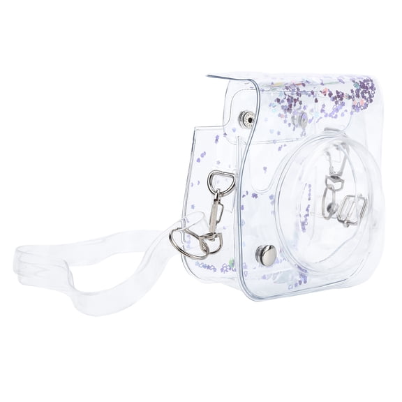 Riousery Transparent Mini Camera Bag PVC Case with Shoulder Strap for Fujifilm Instax Mini 11 9 8, Purple
