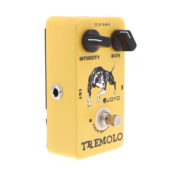 Riousery Tremolo Guitar Effect Pedal with True Bypass Design, Photoelectric Tube Circuit for Classic Vibrato Sounds, Adjustable Intensity and Rate Knobs, Durable Aluminum Alloy Construction, Yellow
