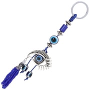 Riousery Turkish Eye Shaped Keychain Pendant Fashionable Blue Metal Key Ring Evil Eye Lucky Amulet Protection Gift Car Hanging Wall Decoration Charm 6.9 inches / 17.5 cm