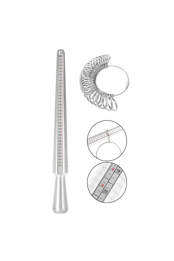 UK Size Ring Mandrel Stick Finger Gauge Sizer Metal Jewelry Measuring Tool Set for Wedding Rings Class Rings Accurately Measure Sizes 1.3 Inches