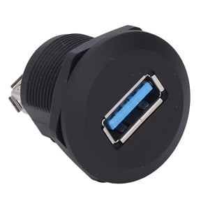 Riousery USB 3.0 Panel Mount Coupler Pass Through Connector Female to Female Bulkhead Extension Adapter, Water Proof with Dustcap, Black