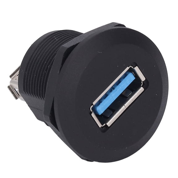 Riousery USB 3.0 Panel Mount Coupler Pass Through Connector Female to Female Bulkhead Extension Adapter, Water Proof with Dustcap, Black