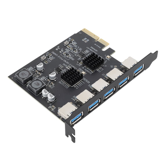Riousery USB 3.2 Gen 2 Expansion Card 5 Ports Type A 10Gbps PCIe 4X Adapter for Windows and Linux Desktop PC (5.12 inches / 13 cm)