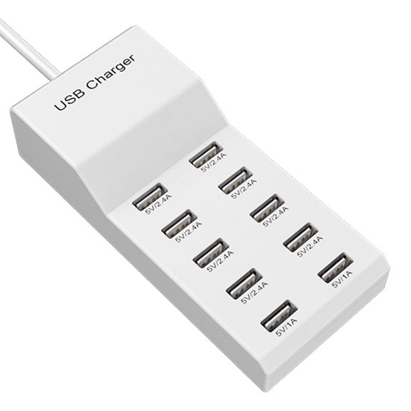 Riousery USB Charging Stations 50W 10 Ports Portable Desktop Hub for Multiple Devices Smartphones Tablets (9.84 inches / 25 cm)[cite: 1]