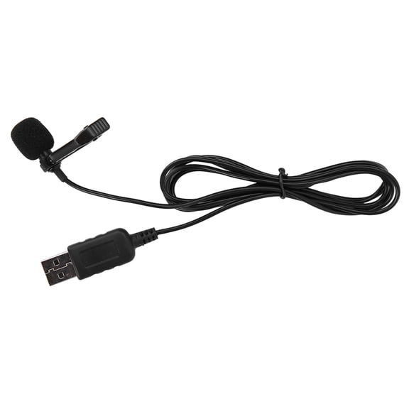 Riousery USB Clip On Computer Microphone, Omnidirectional Mini Mic Condenser For PC, Video Chatting, Internet Broadcast And Recording, Black Color, Cable Length 59 Inches / 1.5m