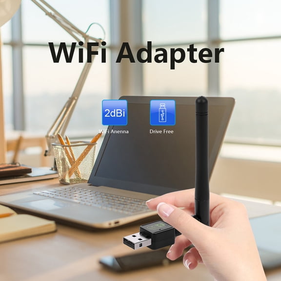 Riousery USB WiFi Router Adapter Network LAN Card with External Antenna, High Speed Plug & Play Wireless Receiver Dongle for Desktop Laptop PC, Compatible with Windows XP Vista Linux OS, Black
