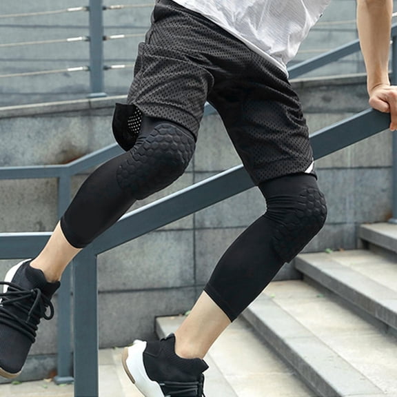 Riousery Ultra Thin Summer Knee Support Anti Collision Honeycomb Protector Pads Soft Breathable Compression Sleeve for Outdoors Sports Basketball Athletic Training Gear, Large Size