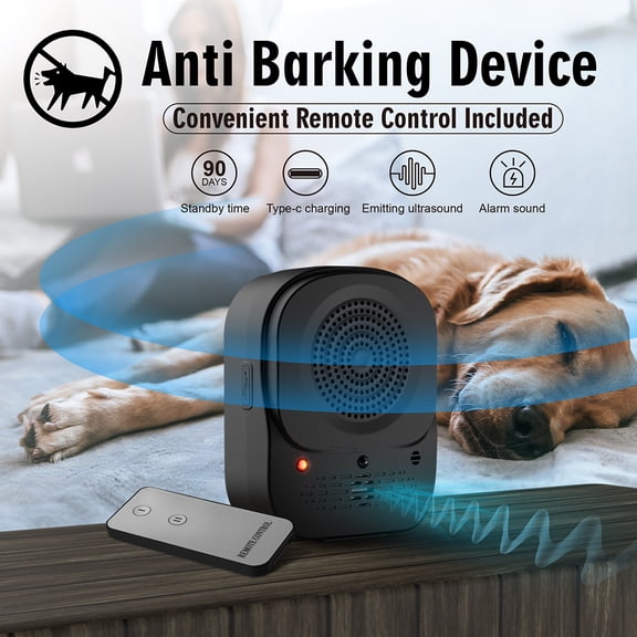 Riousery Ultrasonic Dog Bark Deterrent Device, Portable Indoor & Outdoor Anti-Barking Silencer, Rechargeable Pet Trainer Repeller with Wrist Loop, Safe and Effective for All Breeds (4.72 in / 12 cm)