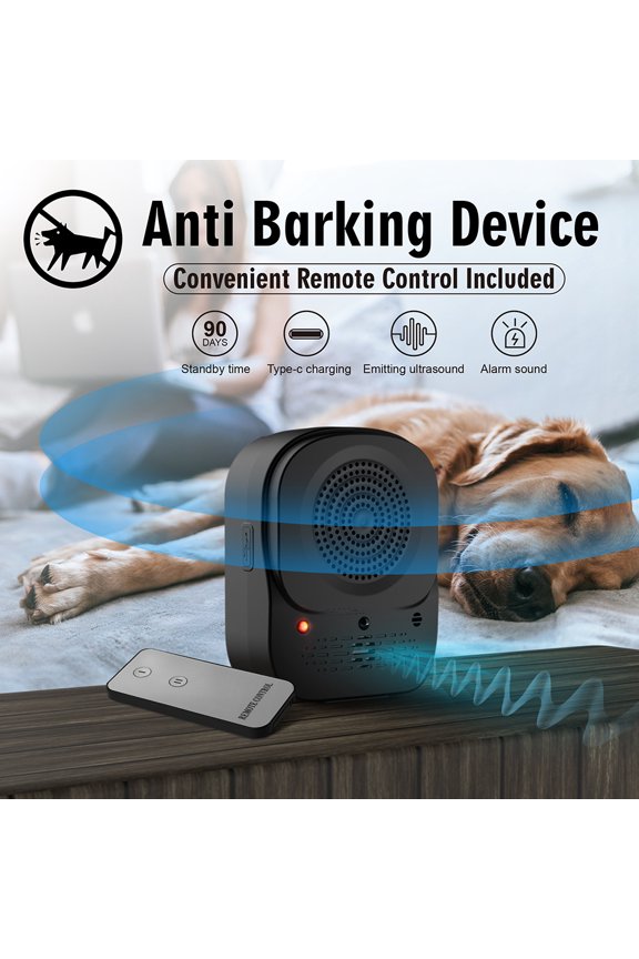 Ultrasonic Dog Bark Deterrent Device, Portable Indoor & Outdoor Anti-Barking Silencer, Rechargeable Pet Trainer Repeller with Wrist Loop, Safe and Effective for All Breeds (4.72 in / 12 cm)
