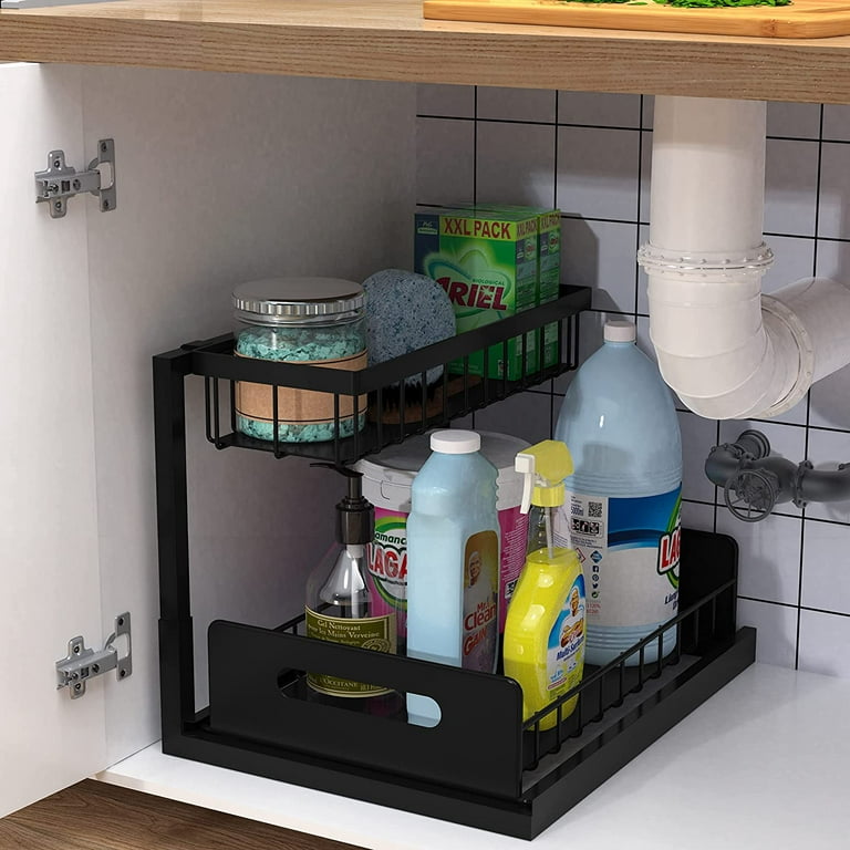 Kitchen Cabinet Basket Organizers, Slide Out Plastic Storage