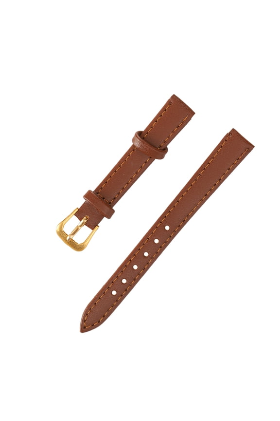Unisex Universal Pin Buckle Watch Band PU Leather Replacement Watch Strap Accessory, Brown, 12mm / 0.47in