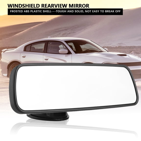 Riousery Universal Car Front Windshield Rearview Mirror, 9.8x2.7 Inches (24.8x7 cm) Wide Angle Interior Mirror With Strong Washable Suction Cup Mount For Enhanced Driving Visibility, Black