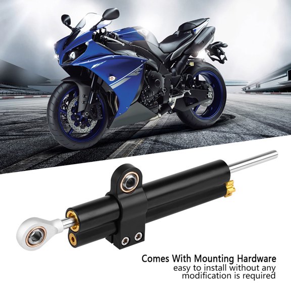 Riousery Universal Motorcycle CNC Adjustable Steering Damper Mounting Bracket Stabilizer, Black