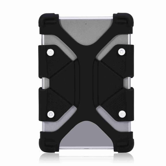 Riousery Universal Silicone Case Protector for 9-12 inches Tablet, Flexible Shockproof Anti-Slip Cover with Adjustable Kickstand, Dual Unit Protection (10 inches / 25.4 cm), Black