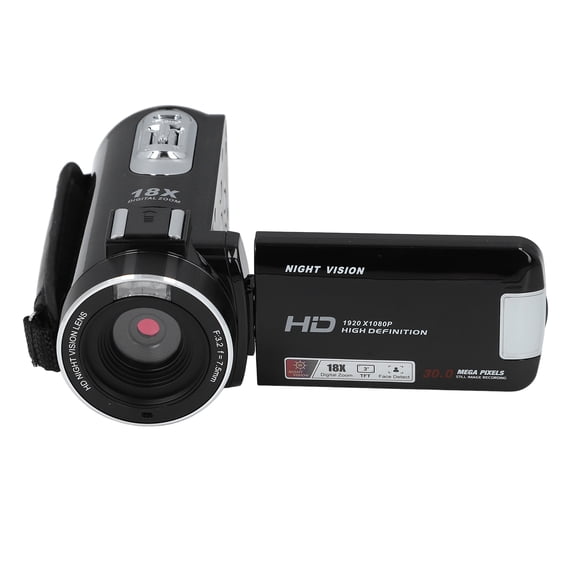 Riousery Video Camera Camcorder Digital Recorder Full HD 1080P 30MP 3.0 Inch IPS Rotation Screen 18X Digital Zoom Anti Shake with Remote Control, Black