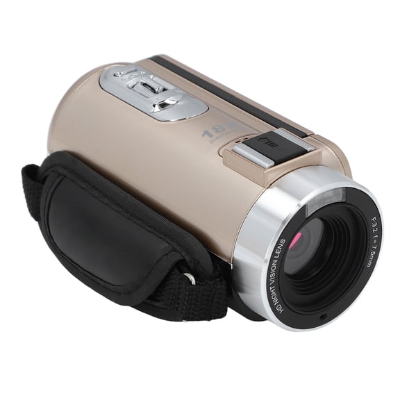 Riousery Video Camera Camcorder Digital Recorder Full HD 1080P 30MP 3.0 Inch IPS Rotation Screen 18X Digital Zoom Anti Shake with Remote Control, Gold
