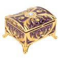thumbnail image 1 of Riousery Vintage Metal Jewelry Box Women Rectangular Trinket Organizer Gold Purple 3.1in/8cm, 1 of 9