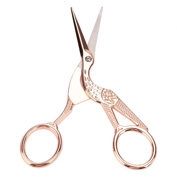 Riousery Vintage Stainless Steel Sewing Scissors Classical Cutting DIY Crafts Tool Red-Crowned Crane Pattern Rose Gold 4.5 Inches for Dressmaking Fabric