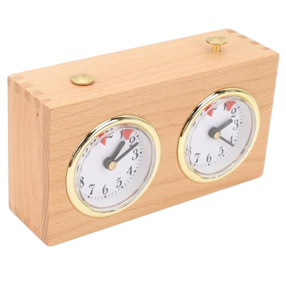 Riousery Vintage Wooden Mechanical Chess Clock, Analog Wind Up Timer for Professional Competition Board Games, Portable Stress Reduction Ornament, Brown, 6.06 inches / 15.4 cm Length