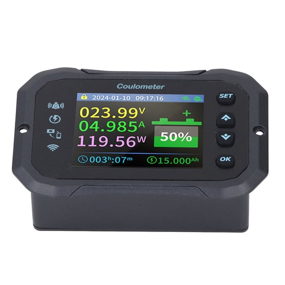 Riousery WIFI Remote Battery Monitor 10-100V 400A Digital LCD Capacity Voltage Meter Gauge for RV Motorcycle Solar Energy Storage Lead Acid Lithium LiFePO4