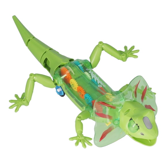 Riousery Walking Lizard Model Electric Detachable Toy Gift with Light and Music for Kids Early Education, Green