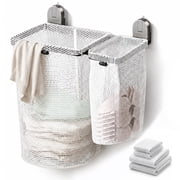 Riousery Laundry Hamper with 4 Removable Laundry Bags, Collapsible Large and Small Baskets, No-Drill Suction Cup Mount, Space-Saving Clothes Sorter